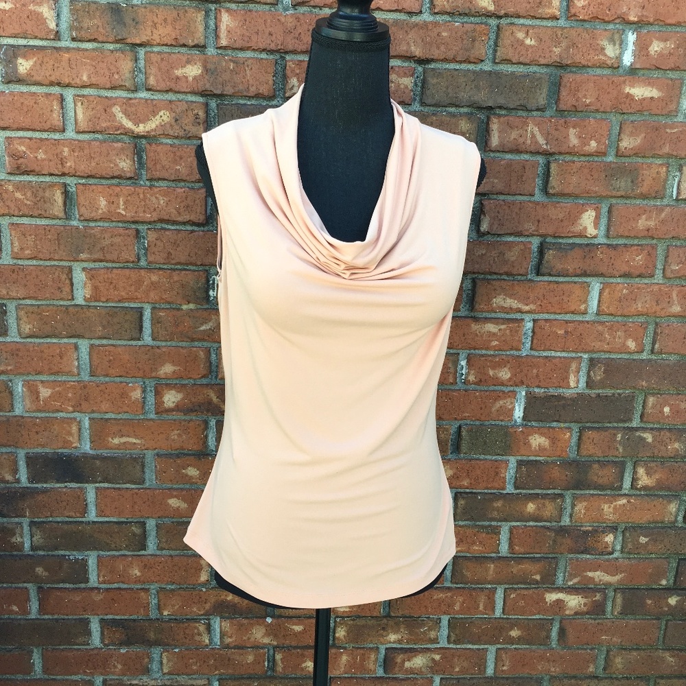 Bar III women’s cowl neck sleeveless top, peach,